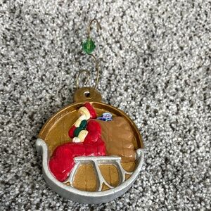 Santa Sleigh Ornament - Red and Silver
